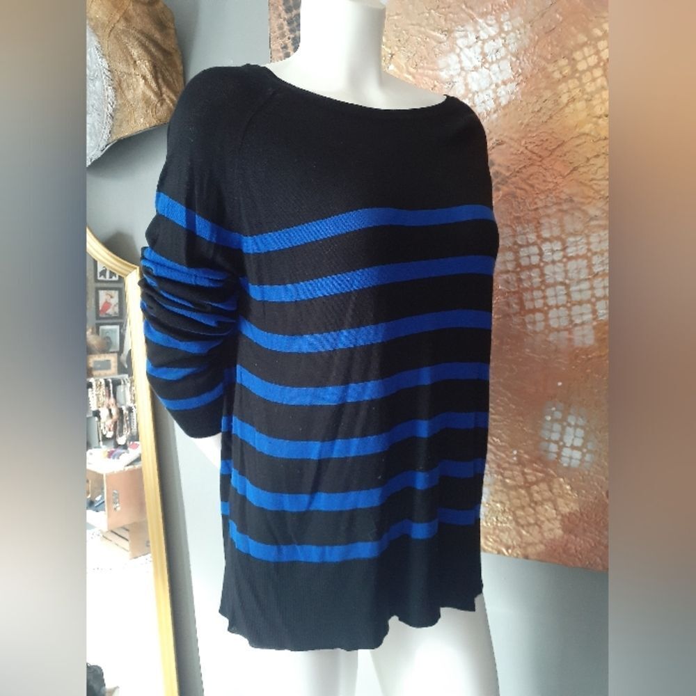 Zara Black and Blue Striped Women's Sweater - Picture 2 of 11